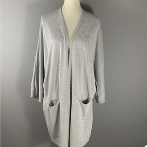 NEW Anthropologie DONNI. Light Gray Open Cardigan OSFA PLUS